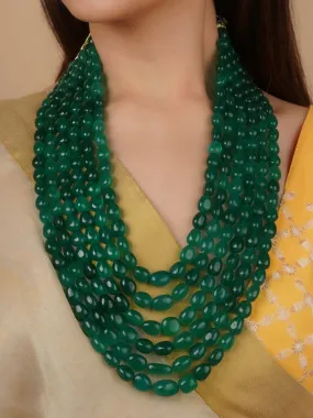 Green Color Gold Plated Necklace/Mala - MN469GR