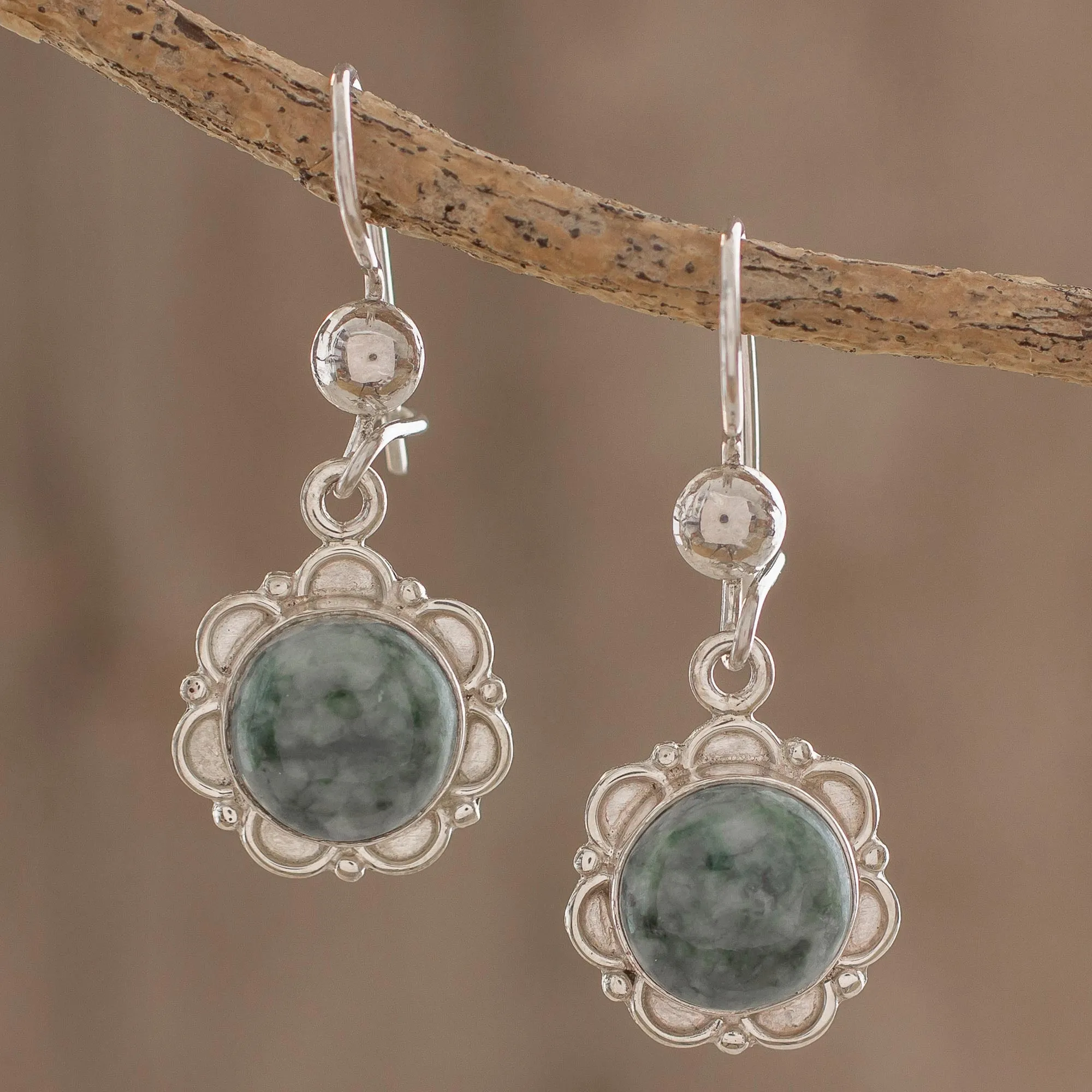 Green Forest Princess Jade Earrings