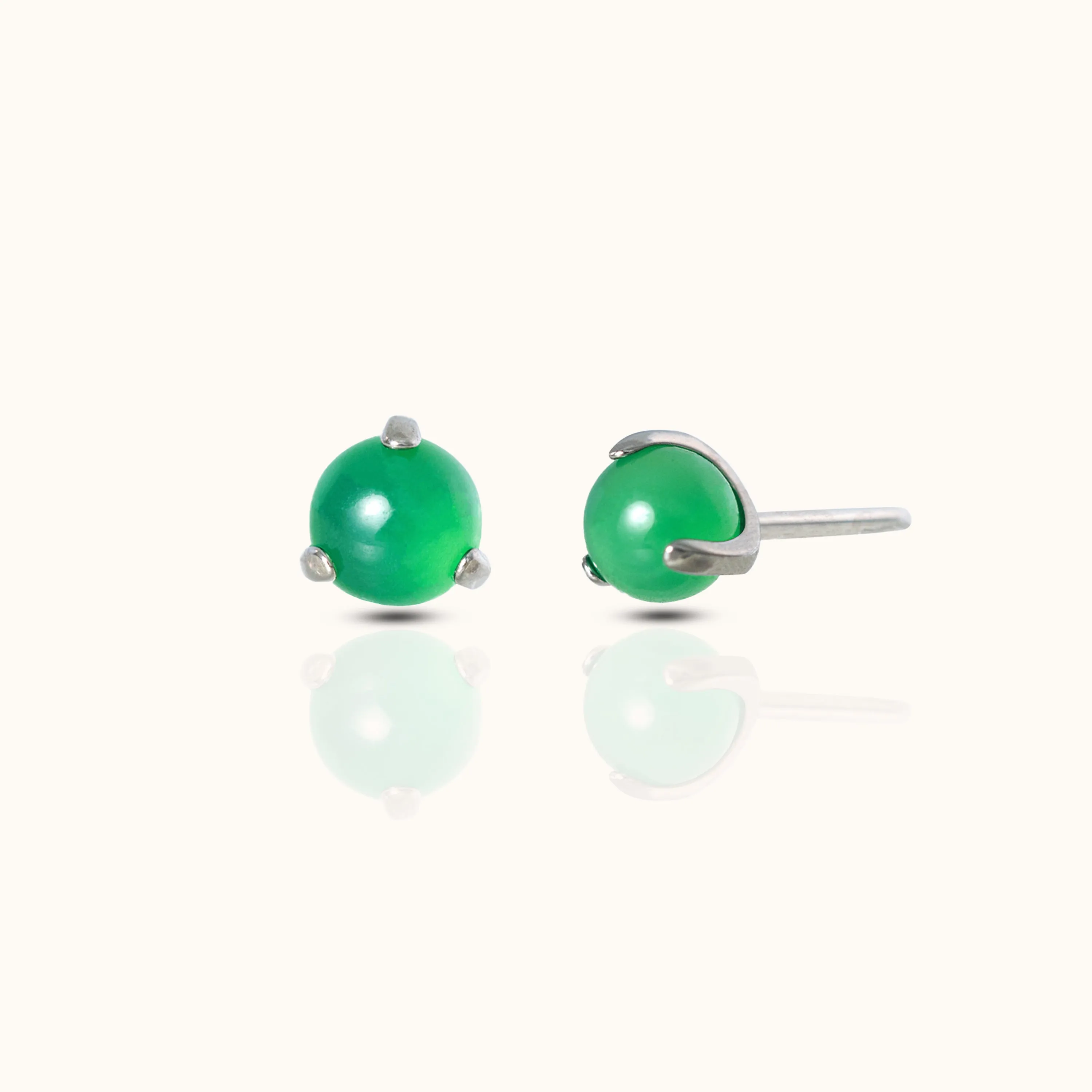 Green Jade Threadless Labret Titanium Flat Back Earring