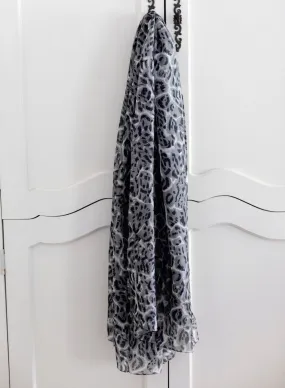 Grey Leopard Silk Scarf