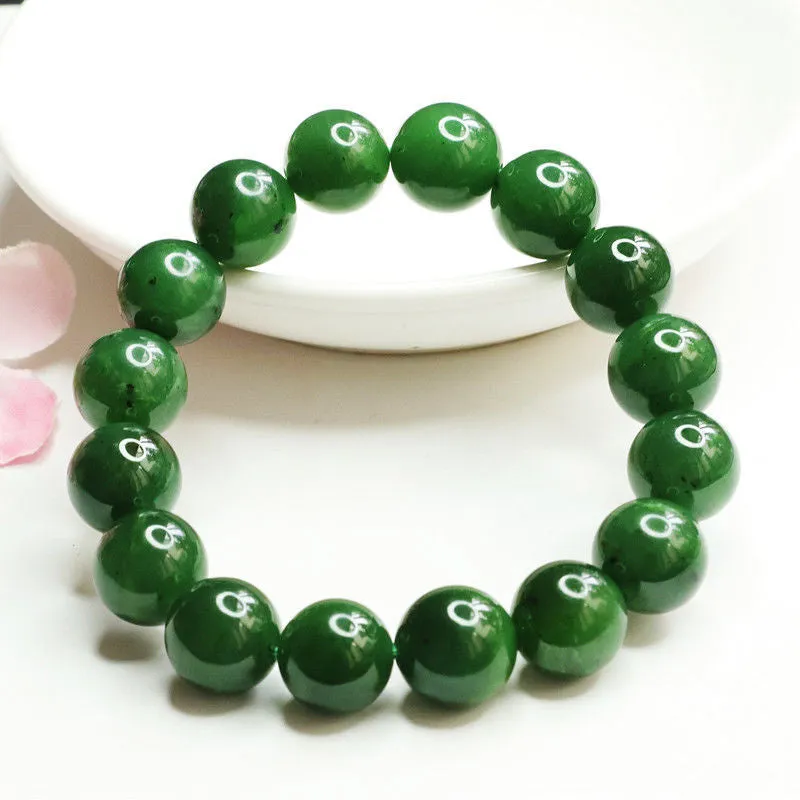 Handcrafted Sterling Silver Jade Bracelet in Spinach Green