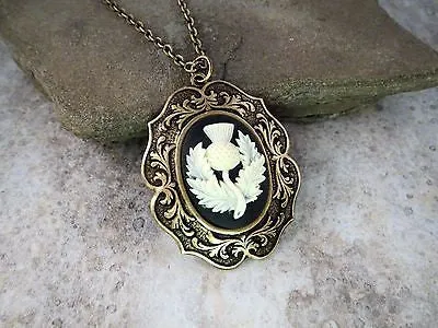 Handmade Scottish Thistle Cameo Necklace