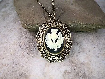 Handmade Scottish Thistle Cameo Necklace