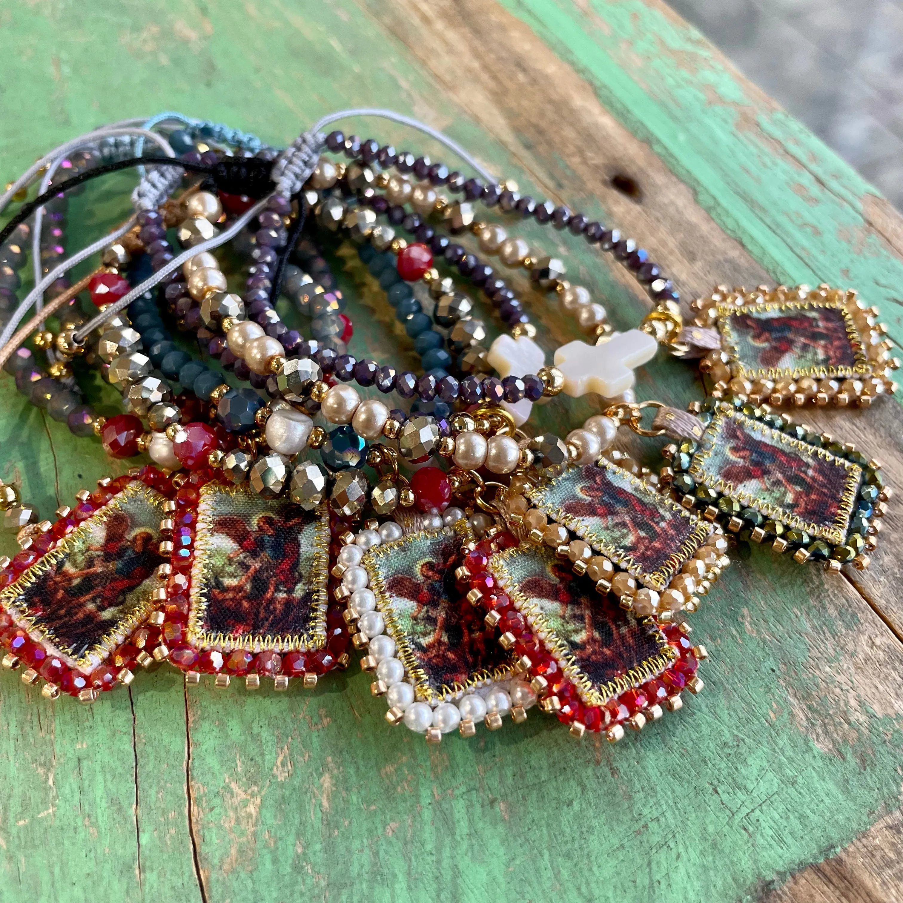 Hanging Beaded Scapular Bracelets