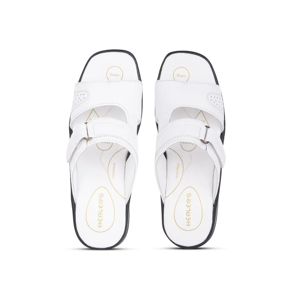 Healers Casual White Toe Ring Slippers For 2013-901 Men By Liberty