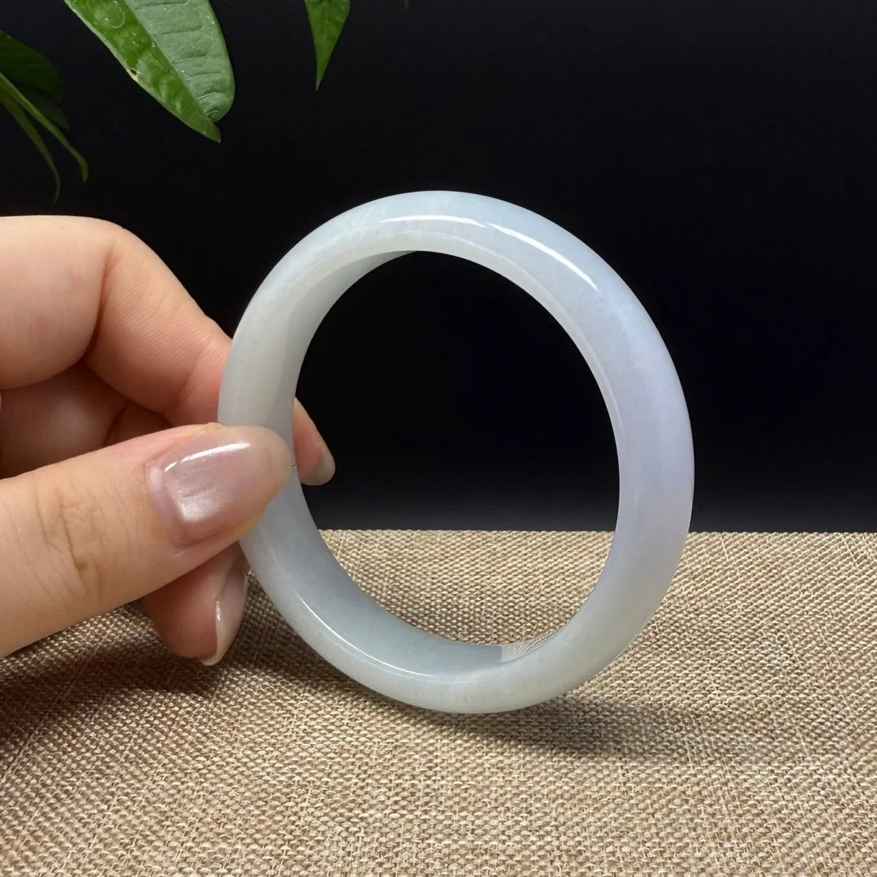 High end Genuine Burmese Lavender Green Jade Jadeite Bangle Bracelet ( 52.4mm )