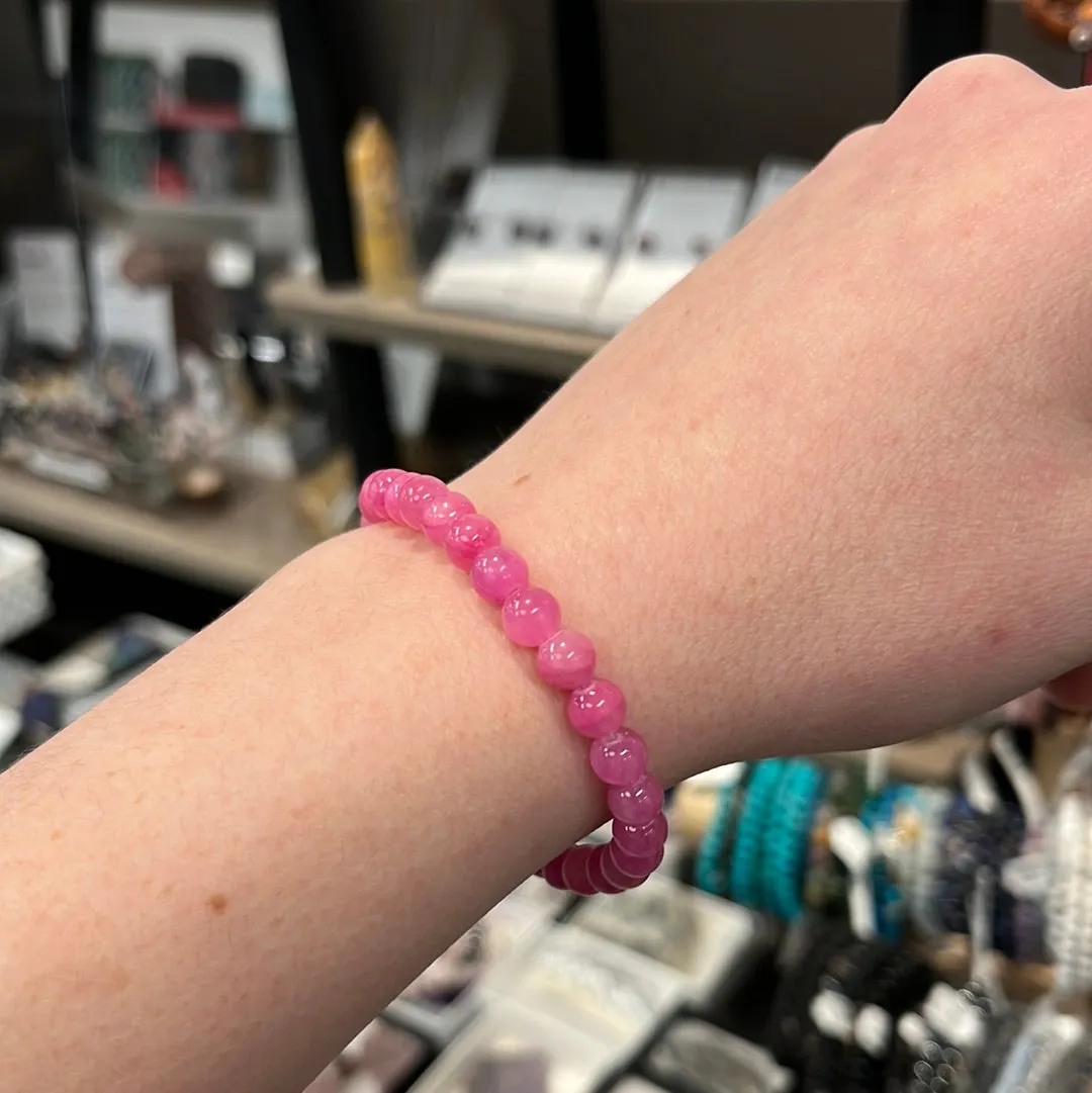 Hot Pink Jade Stretch Bracelet