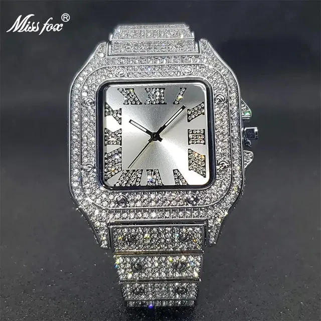 Iced Out MISSFOX Diamond Square Watch