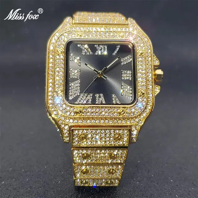 Iced Out MISSFOX Diamond Square Watch