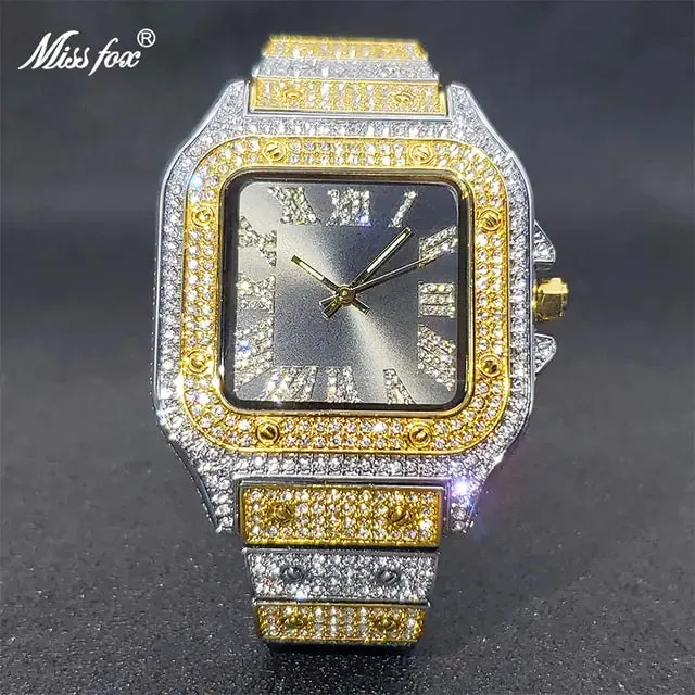 Iced Out MISSFOX Diamond Square Watch