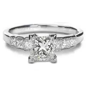 Incredible 1.15 CT Princess Cut Diamond Engagement Ring in 14 KT White Gold