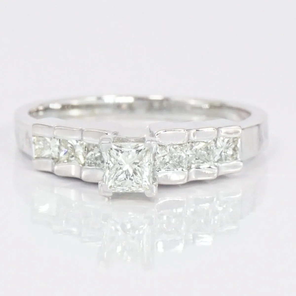 Incredible 1.15 CT Princess Cut Diamond Engagement Ring in 14 KT White Gold