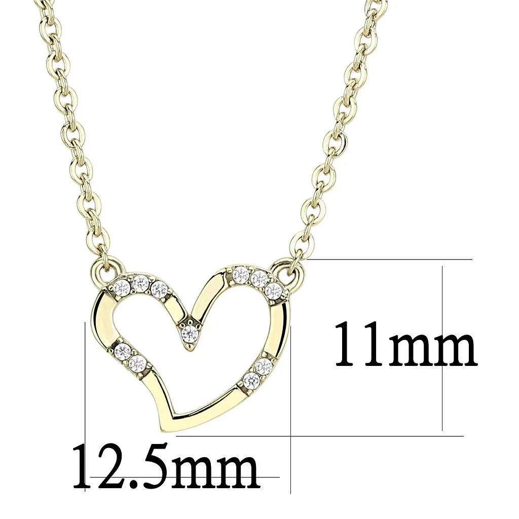 IP Gold(Ion Plating) Stainless Steel Chain Pendant with AAA Grade CZ in Clear for Women Style DA095