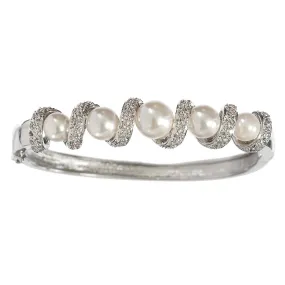 Jada Pearl and Pave' Crystal Hinged Bangle