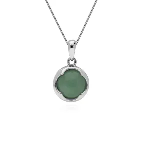 Jade Anhänger, Sterlingsilber Rund Jade Anhänger auf 45cm Kette