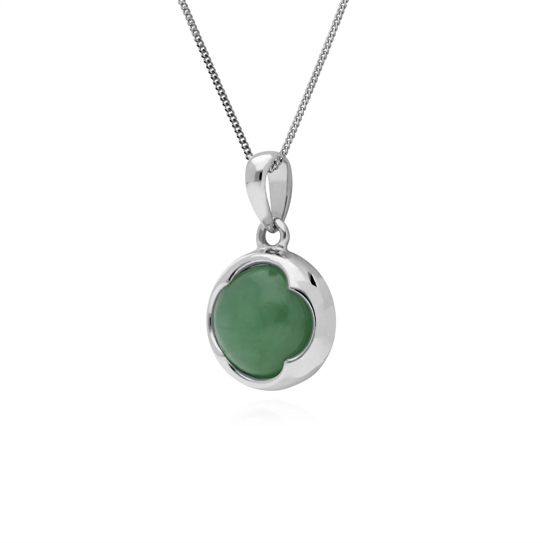 Jade Anhänger, Sterlingsilber Rund Jade Anhänger auf 45cm Kette