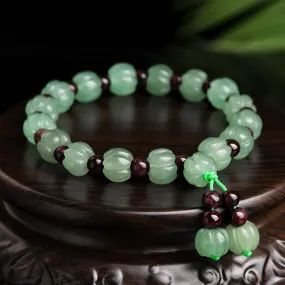 Jade bracelet natural Dong ling Green  jade pumpkin Jadeite bracelet Hand catenary personality Women's weaving Hand catenary