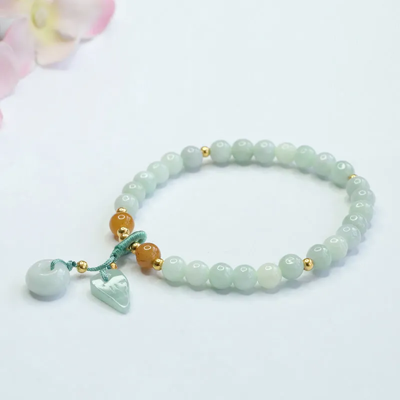 Jade Bracelet with Sterling Silver Safe Ring