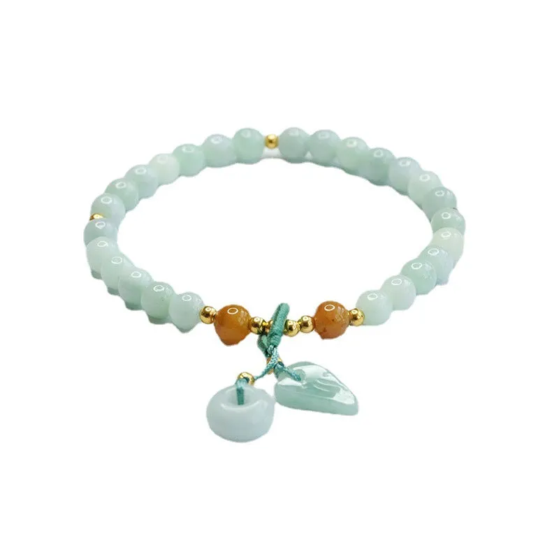 Jade Bracelet with Sterling Silver Safe Ring