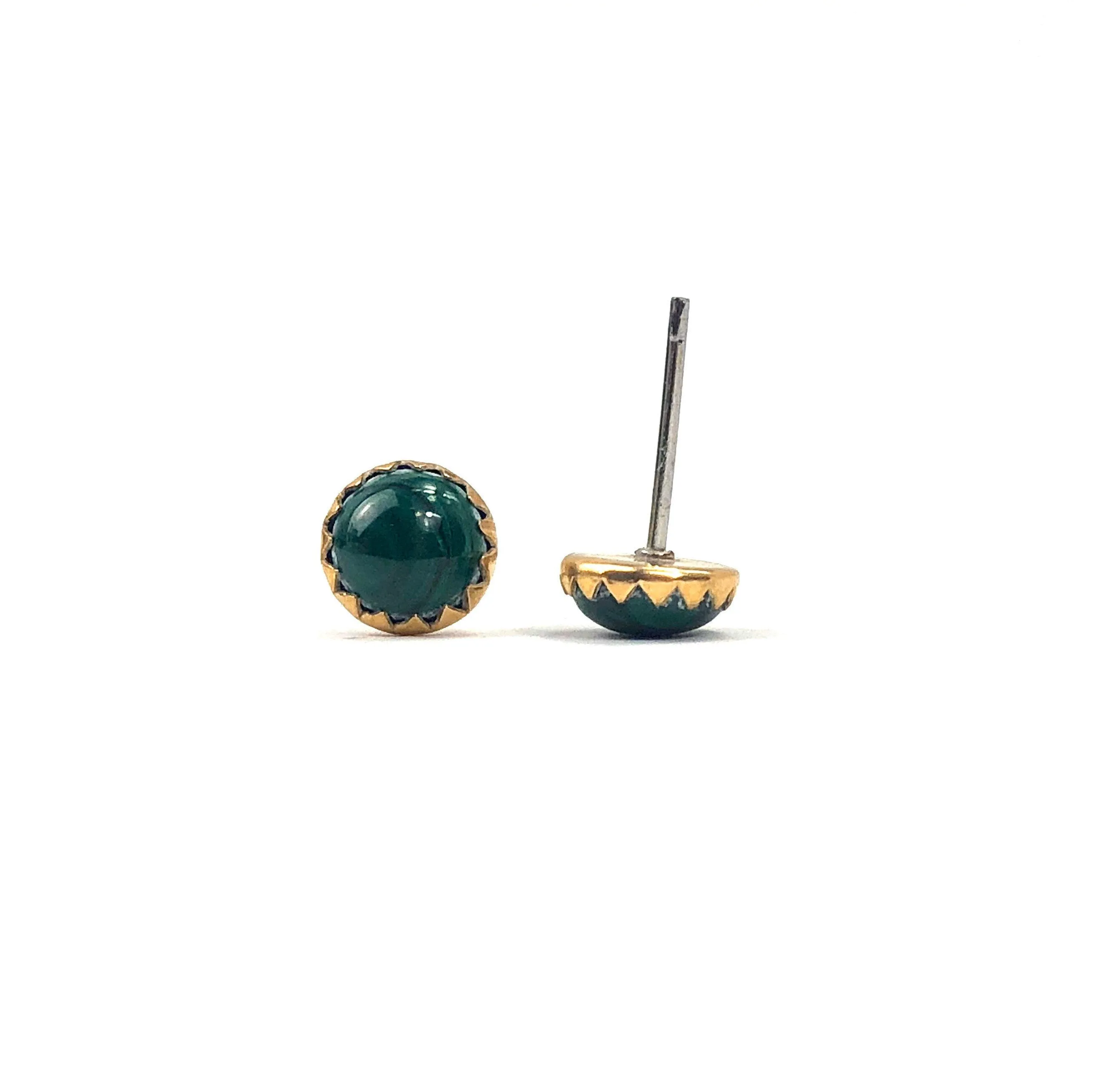 Jade circle 14KGF post w sterling silver peg , SKU#JDE996