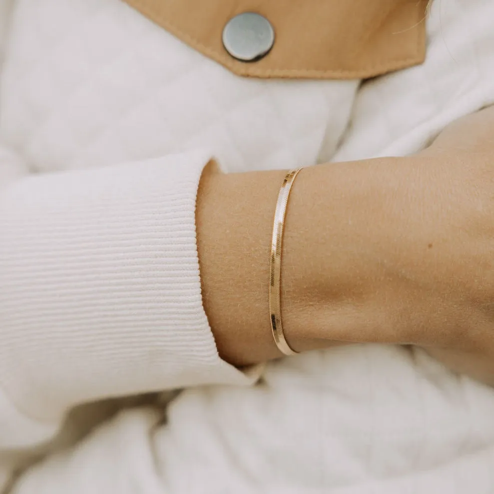 Jade Gold Filled Herringbone Bracelet