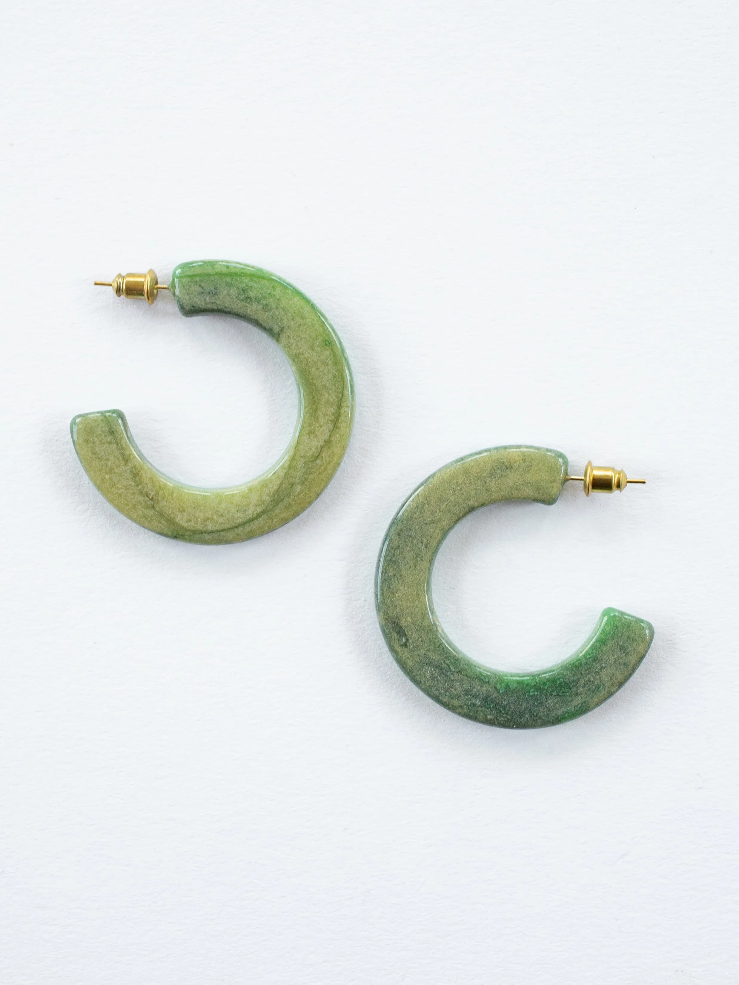 Jade Hoop Earrings - Green