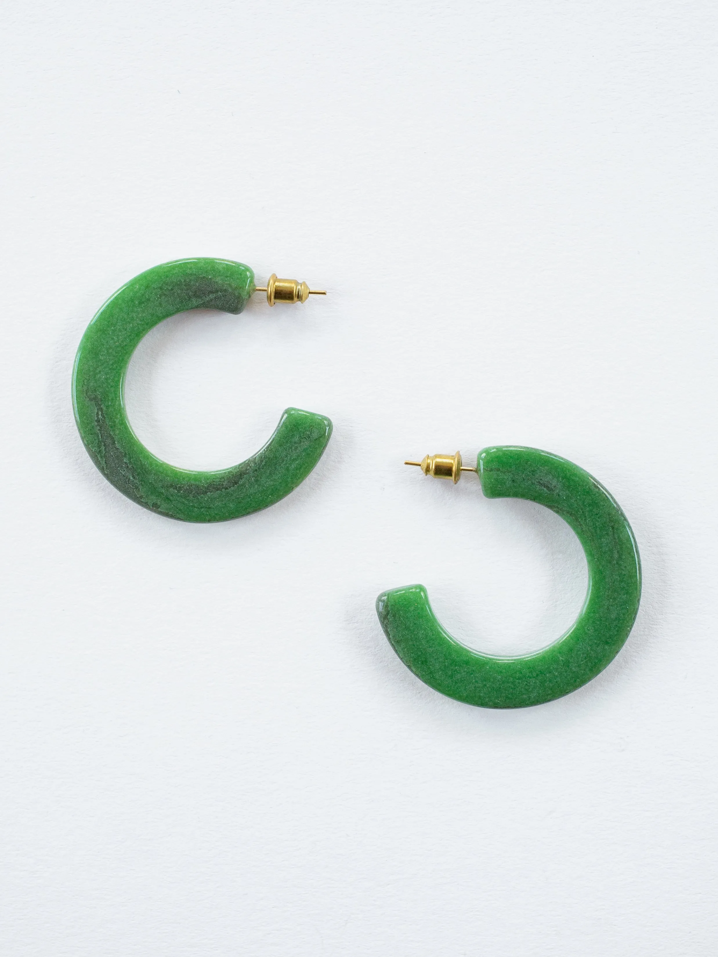 Jade Hoop Earrings - Green