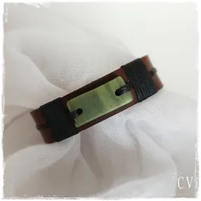 Jade Stone Leather Bracelet