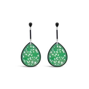 Jadeite, Diamond & Onyx Estate Earrings