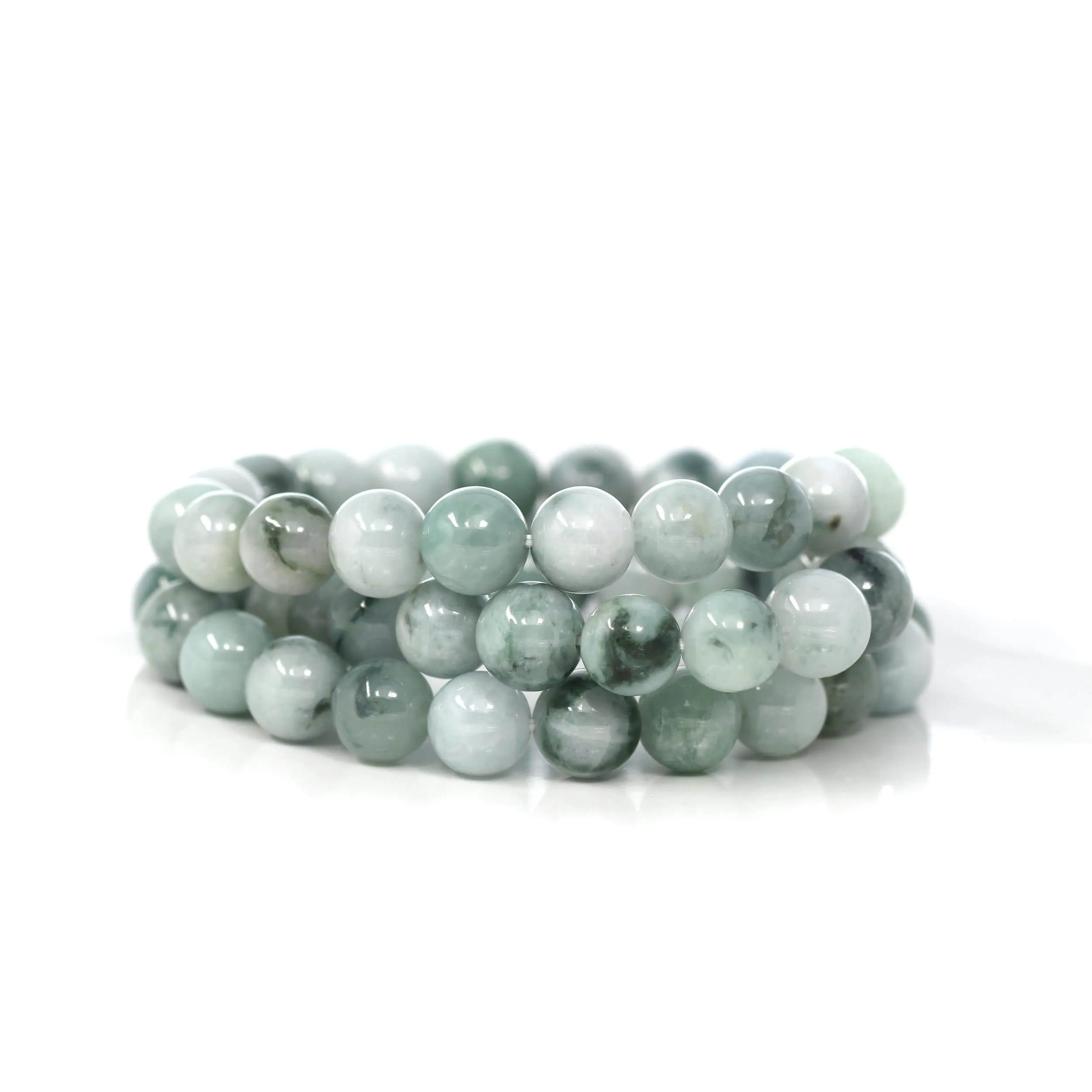 Jadeite Jade 10mm Round Blue Green Beads Bracelet (10mm)