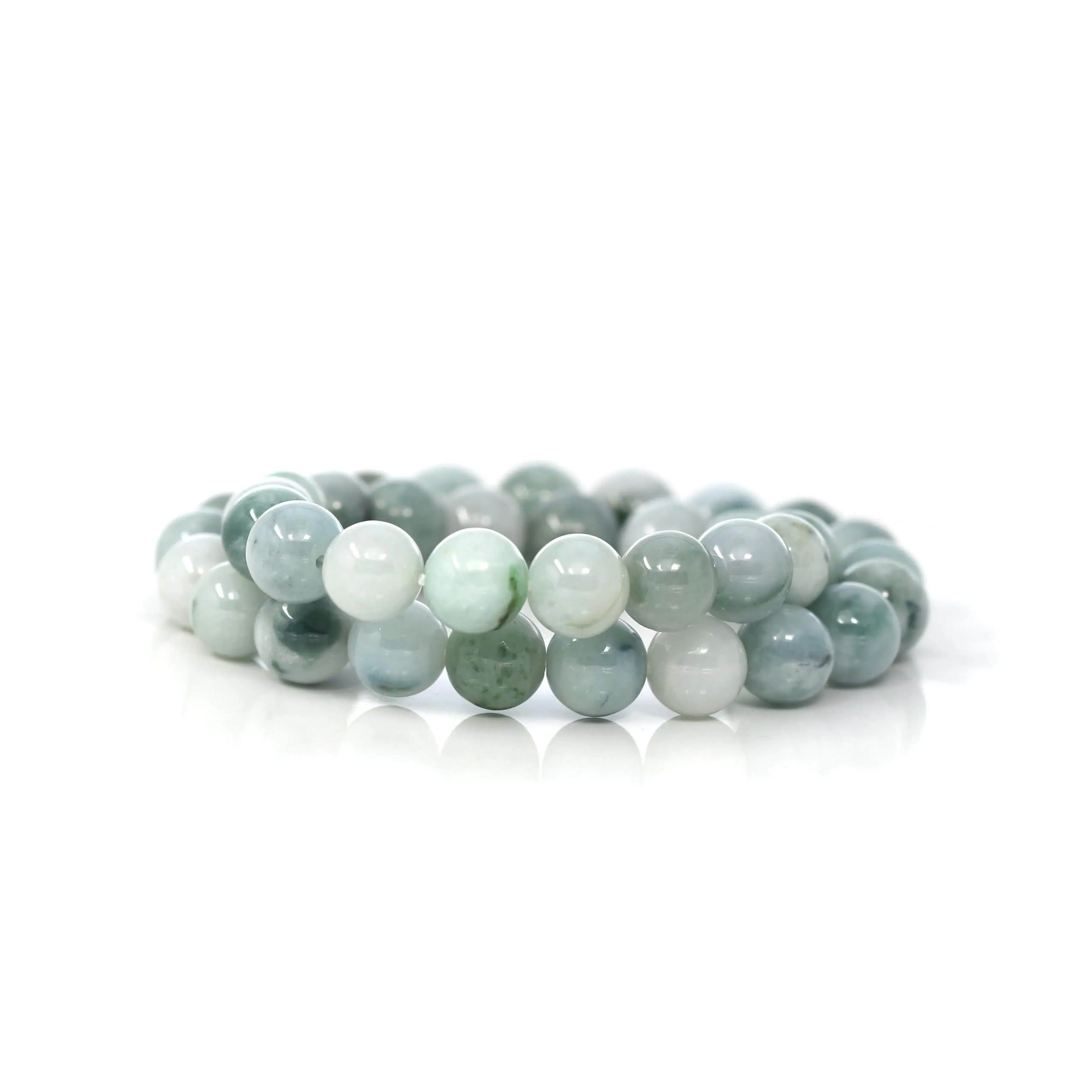 Jadeite Jade 10mm Round Blue Green Beads Bracelet (10mm)