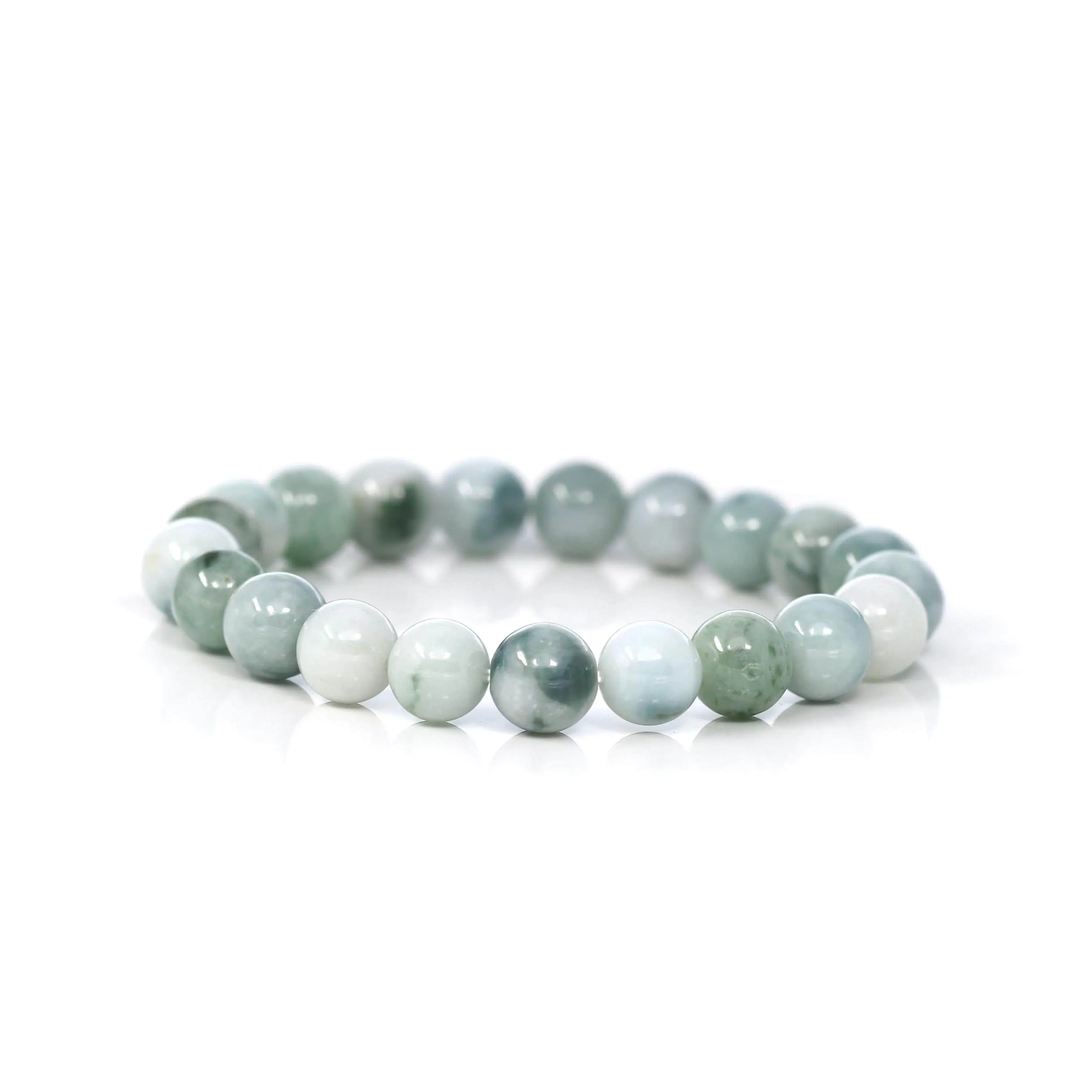 Jadeite Jade 10mm Round Blue Green Beads Bracelet (10mm)