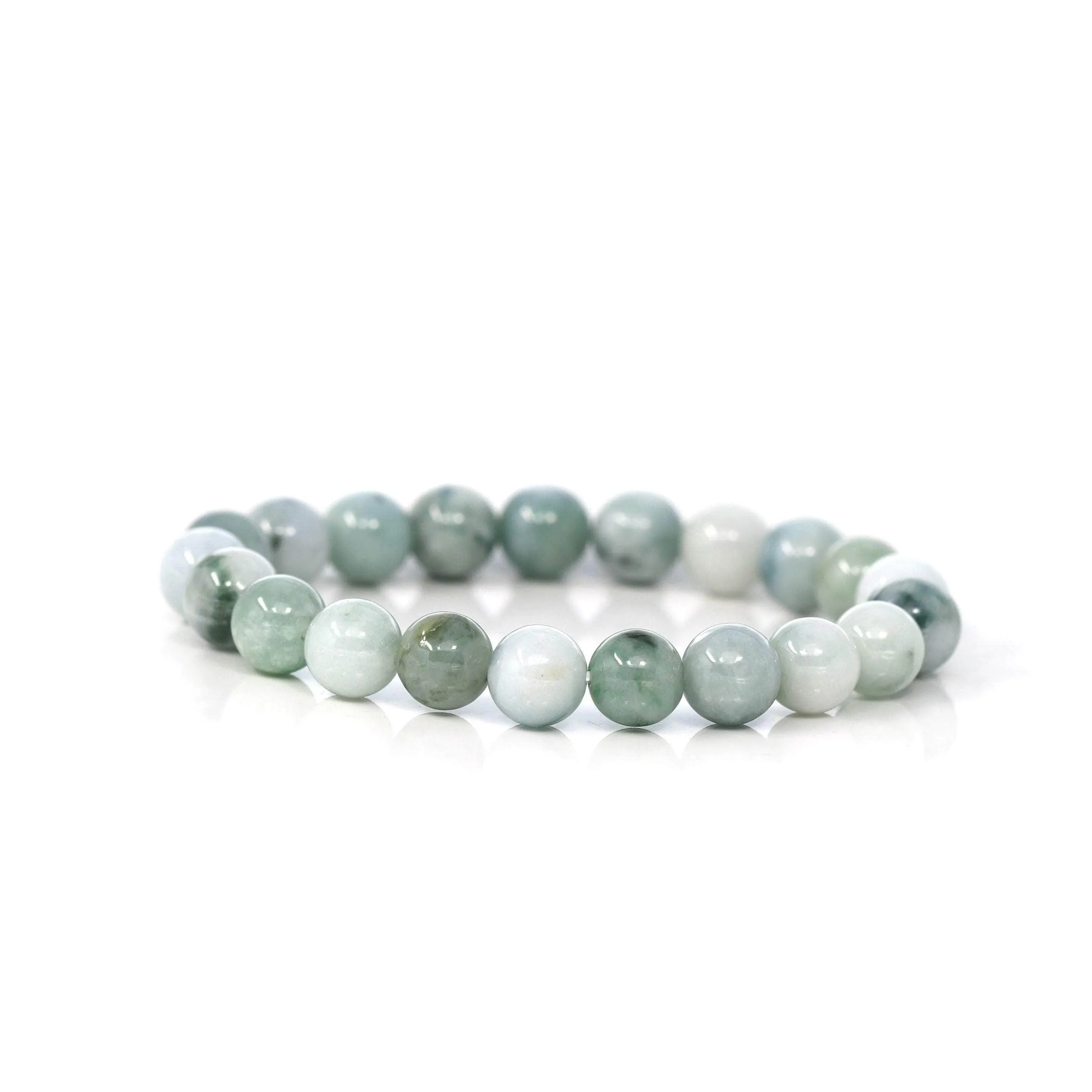 Jadeite Jade 10mm Round Blue Green Beads Bracelet (10mm)