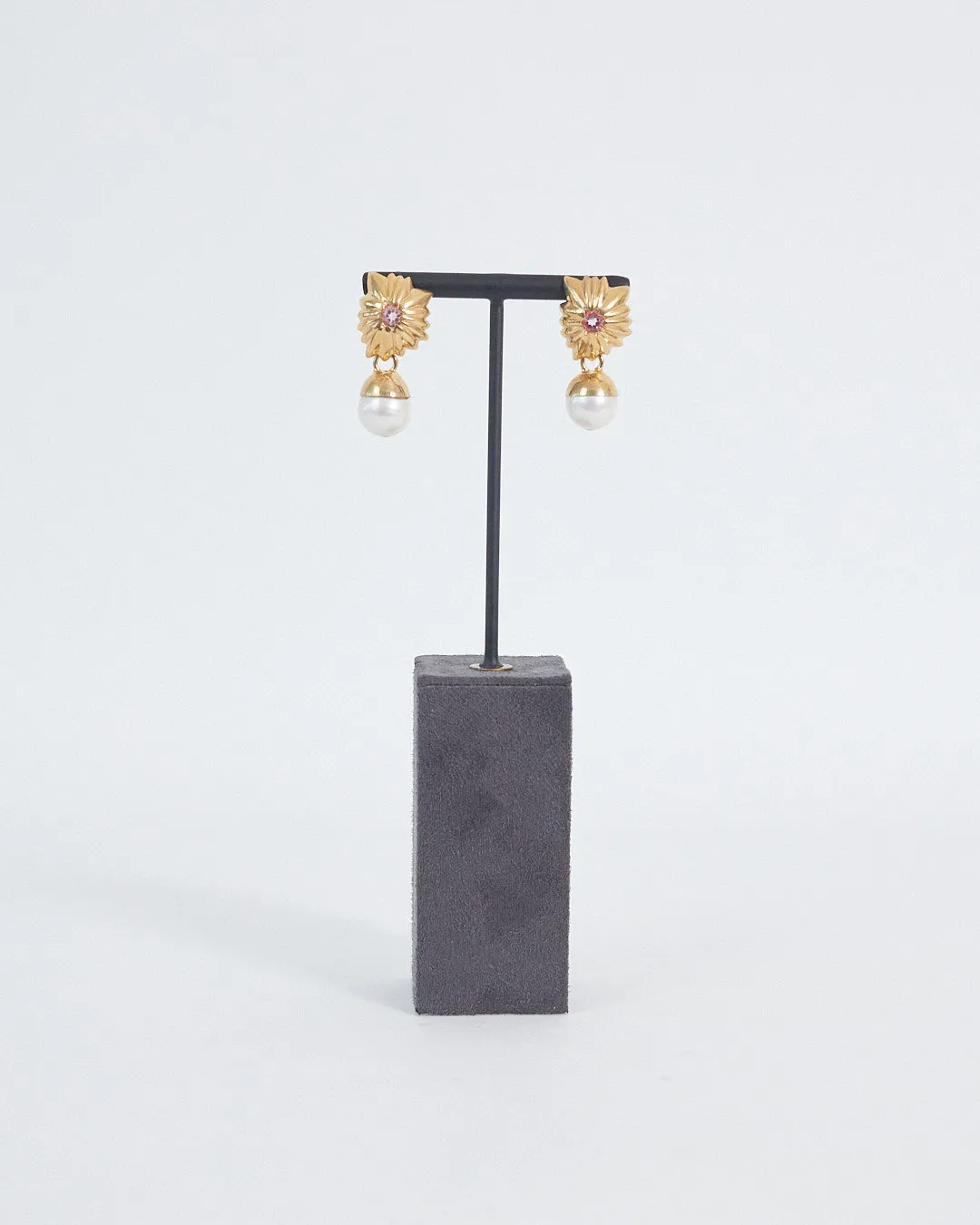 Jasmin Sparrow 'amie' drop earrings, gold & pink topaz