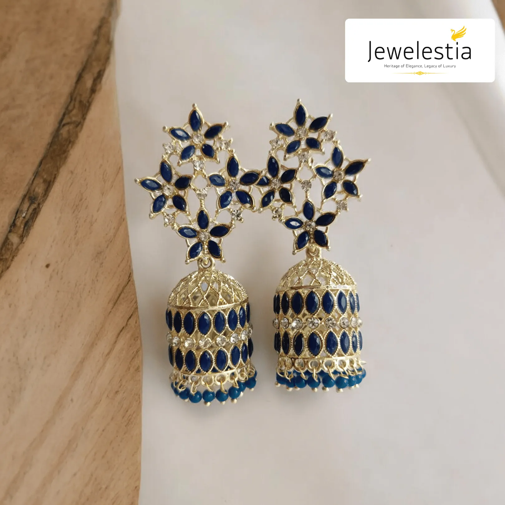 Jewelestia Blooming Jade Jhumka Earrings