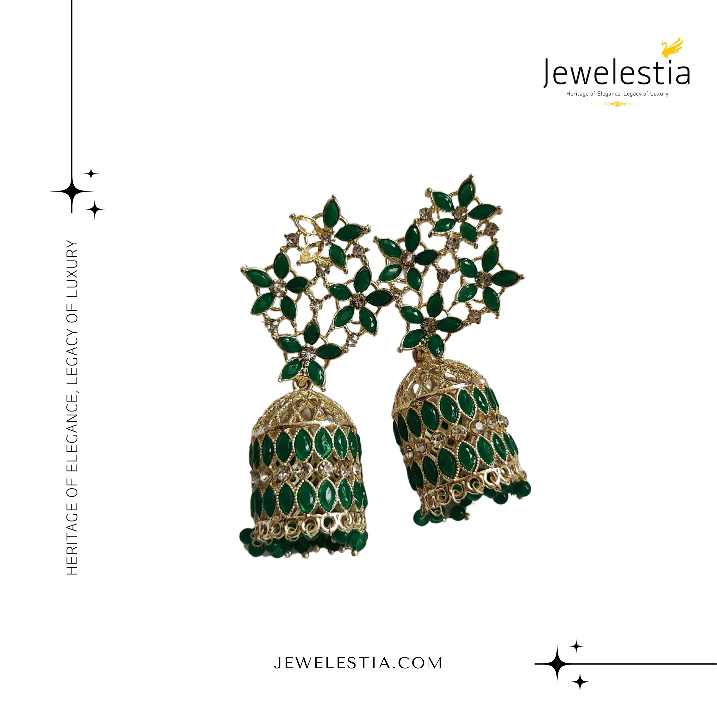 Jewelestia Blooming Jade Jhumka Earrings