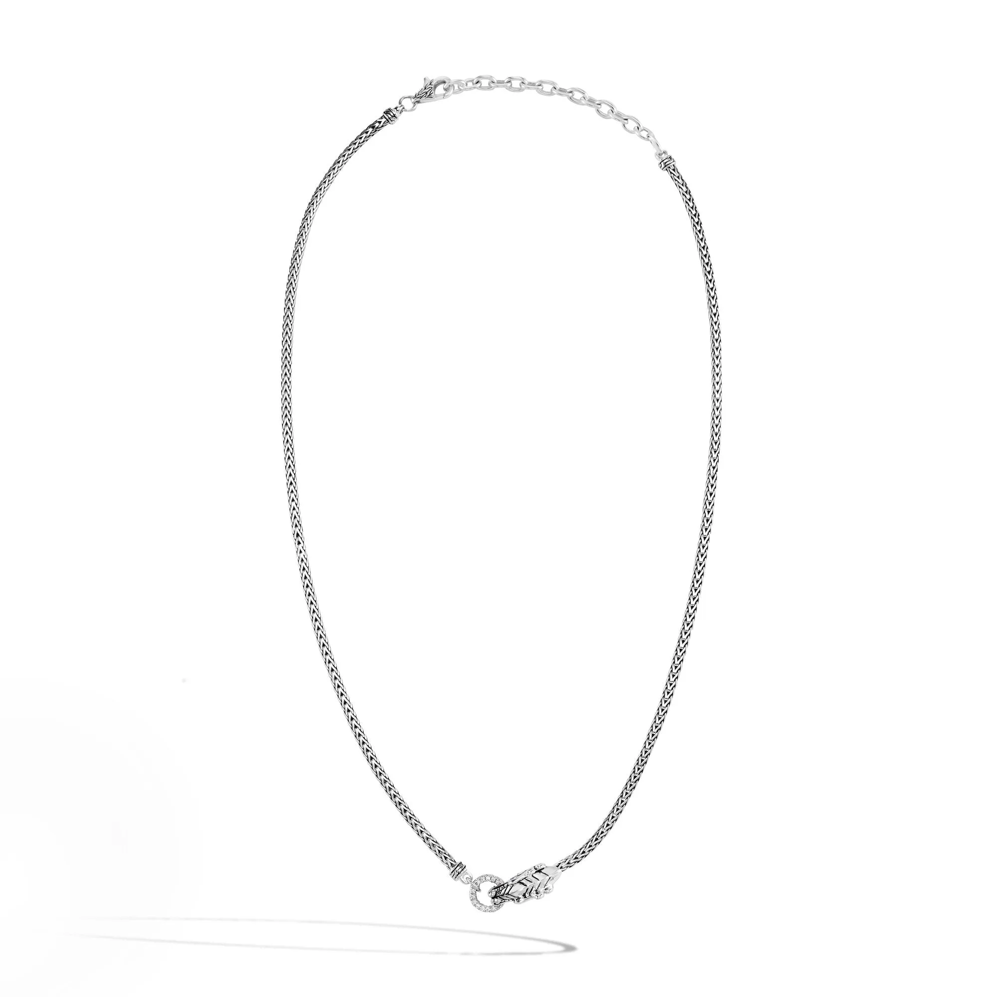 John Hardy Naga Sterling Silver Necklace with Diamonds and Blue Sapphire