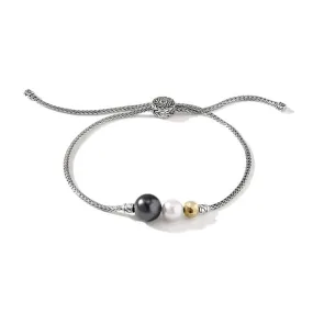 John Hardy Pearl Pull Through Bracelet in Sterling Silver and 18K Yellow Gold