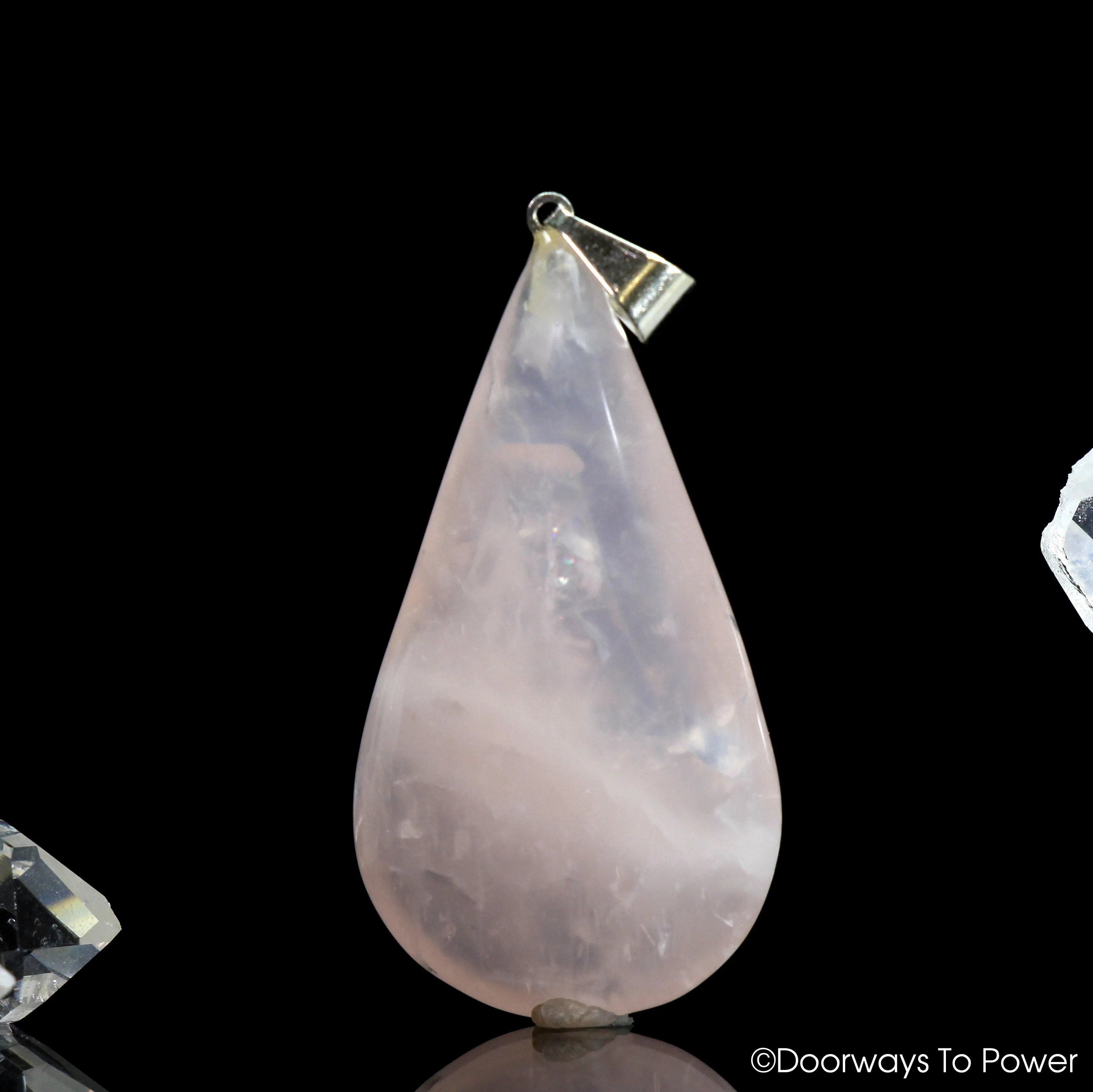 John of God Rose Quartz Crystal Drop Pendant