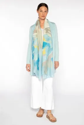 Kiwi Blooms Print Scarf - Surf