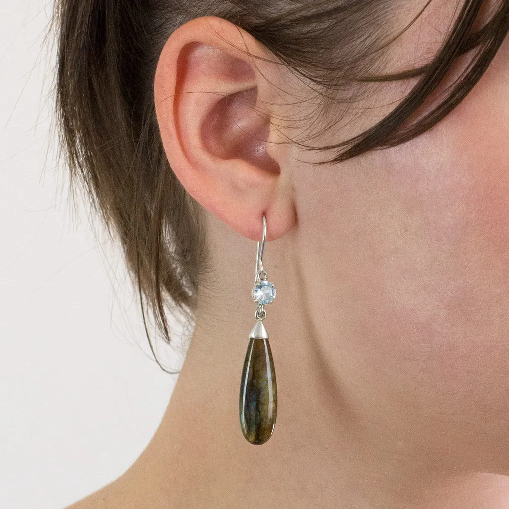 Labradorite & Blue Topaz Drop Earrings