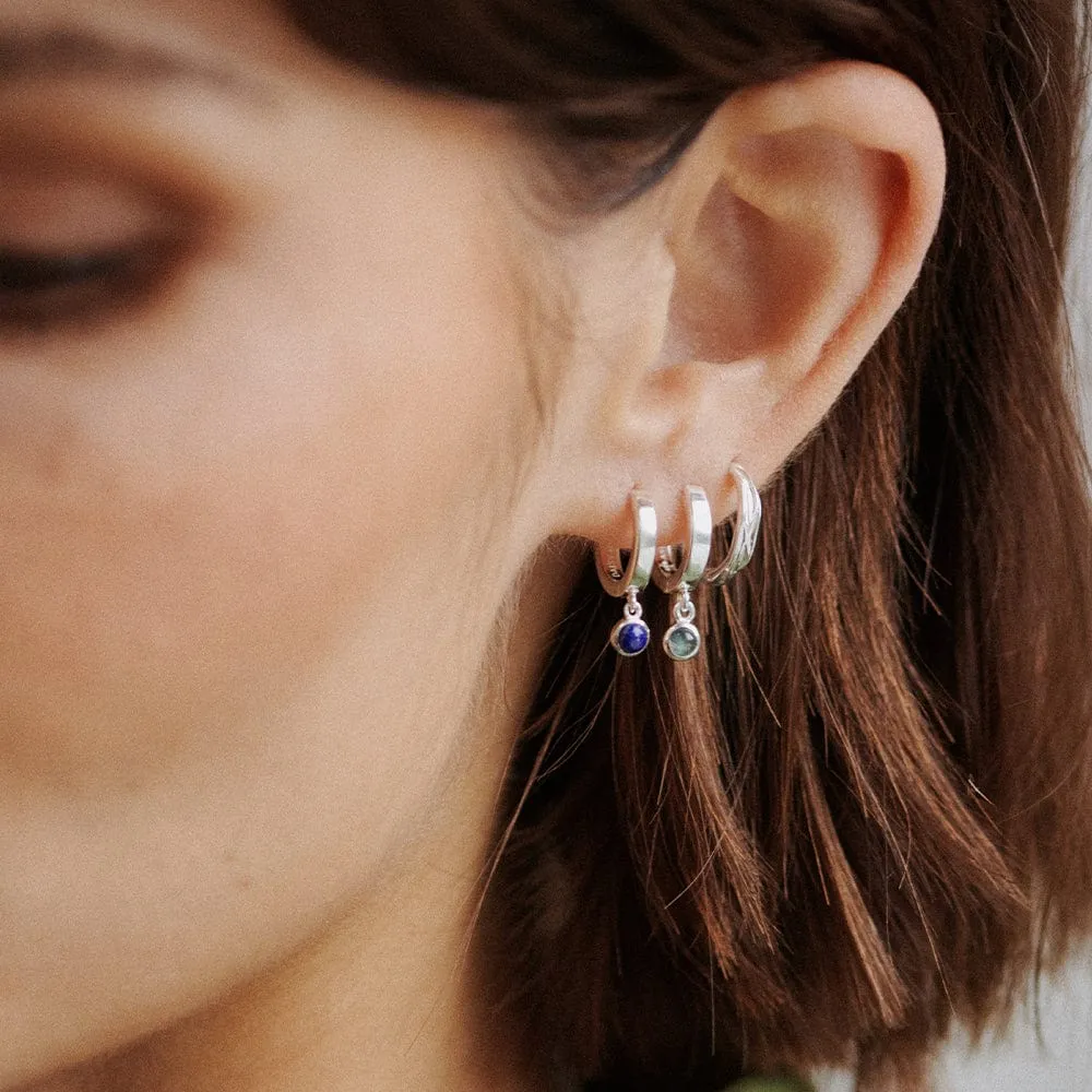 Labradorite Healing Huggie Hoop Earrings Sterling Silver