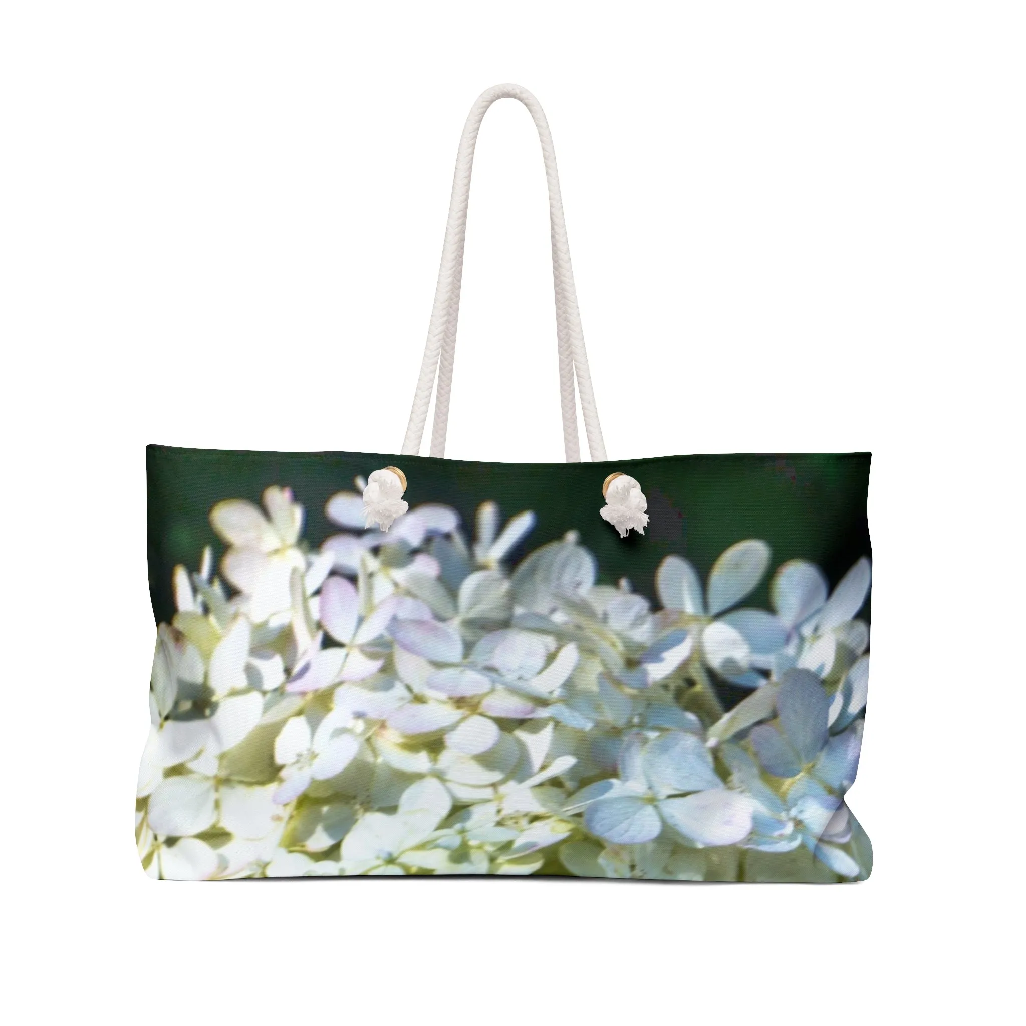 Large Weekender Bag Ivory Hydrangea Oversized Weekender Tote Bag | Durable Travel Bag | Bridesmaid Gift | Wide-mouthed Toe Bag | Perfect Gift For Her