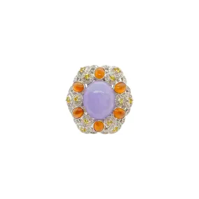 Lavie Purple & Brown Jade Diamonds Halo Cocktail Ring M410