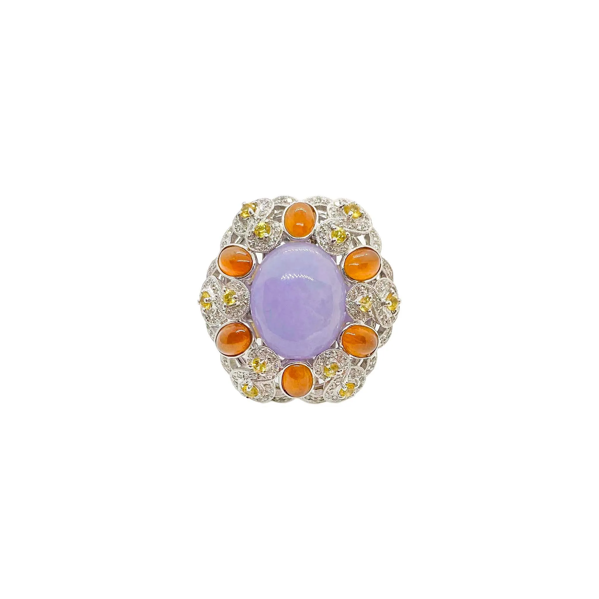 Lavie Purple & Brown Jade Diamonds Halo Cocktail Ring M410