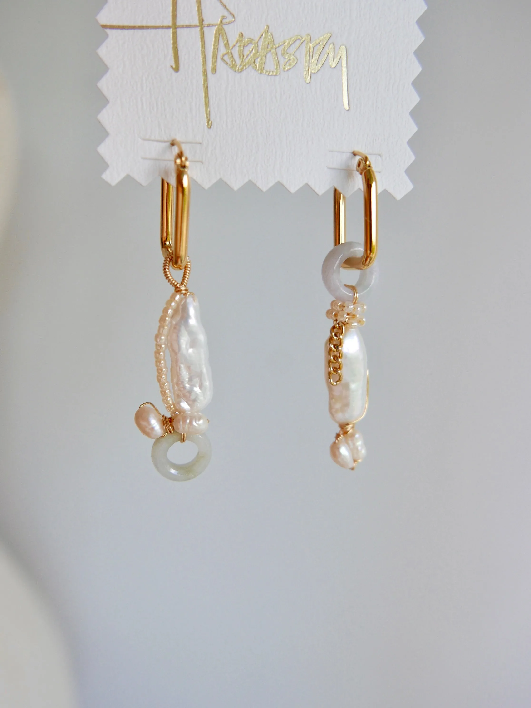 Light Path - Pearl Jade Earrings