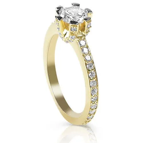 Limited 1.35 CT Round Cut Diamond Engagement Ring in 14KT Yellow Gold