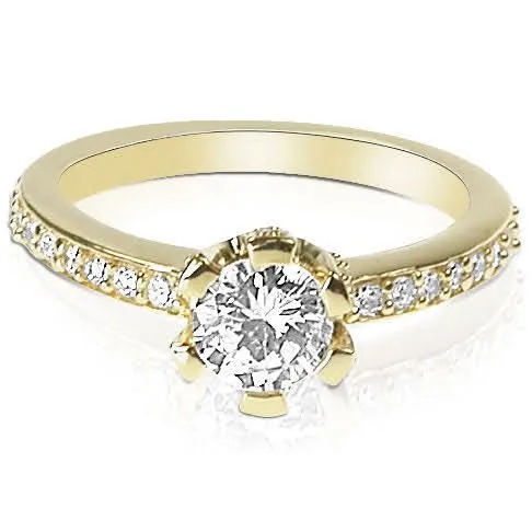 Limited 1.35 CT Round Cut Diamond Engagement Ring in 14KT Yellow Gold