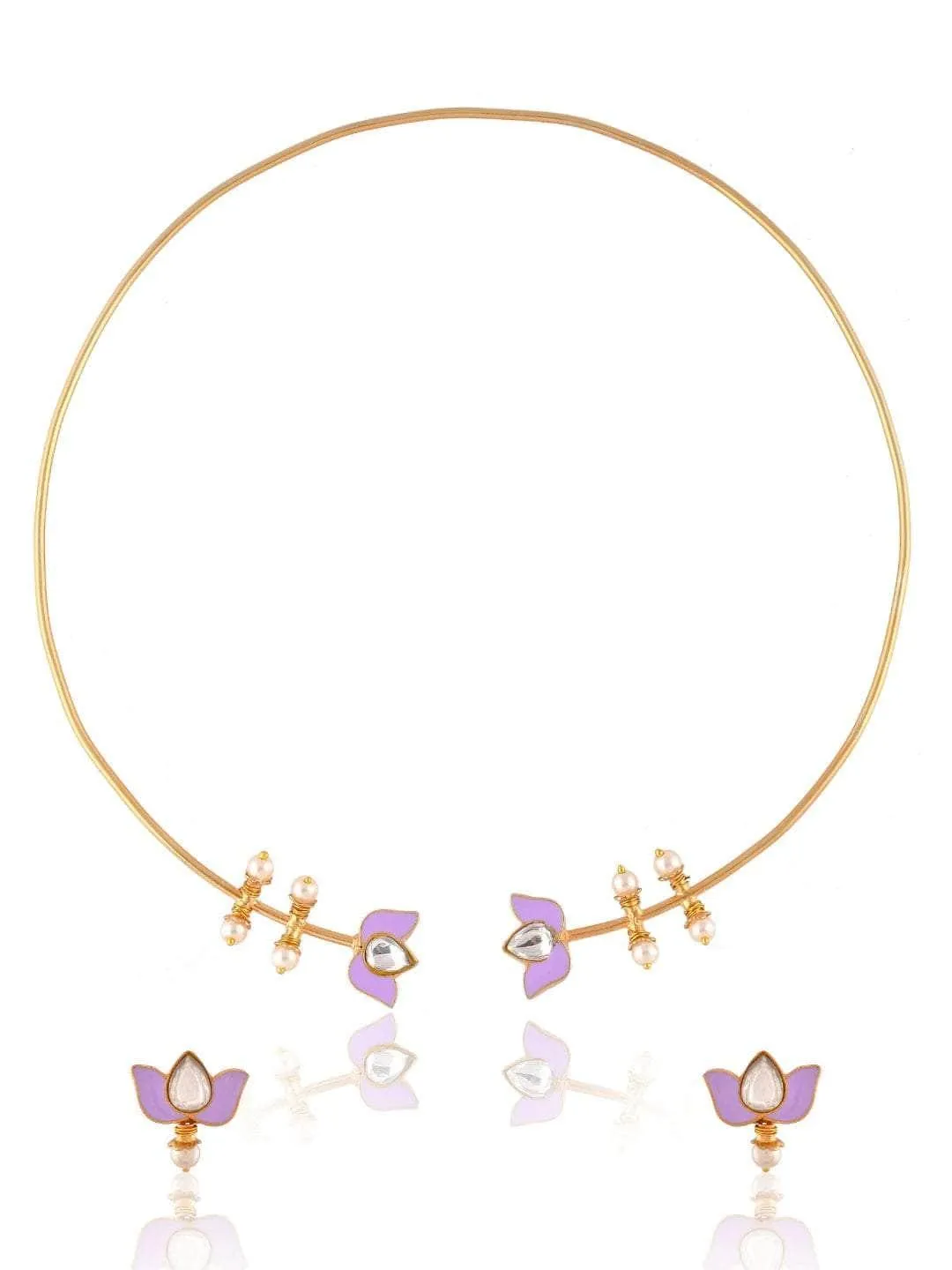 Lotus Motif Open Type Necklace Purple