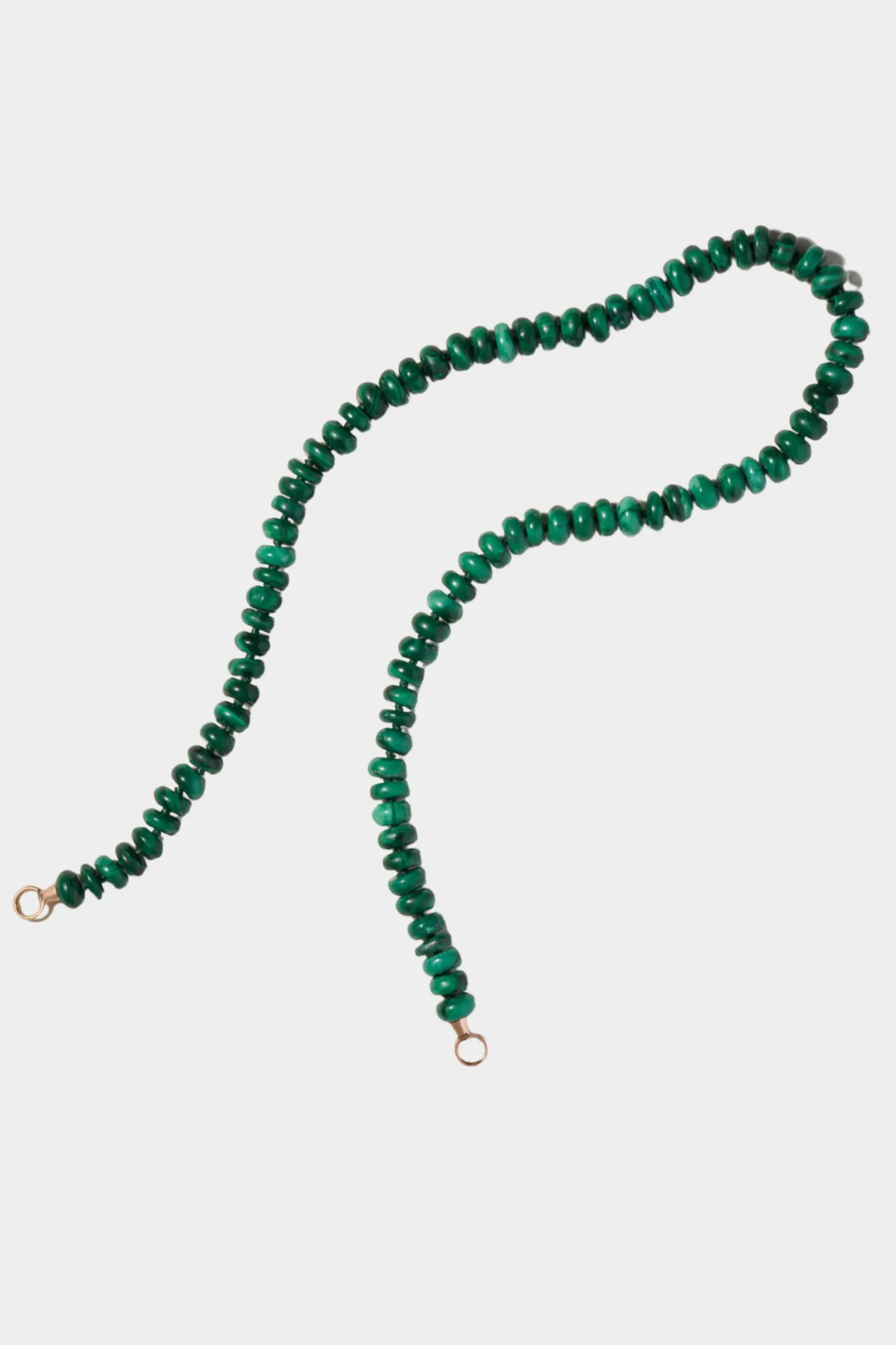 Malachite Rondelle Strand, Yellow Gold